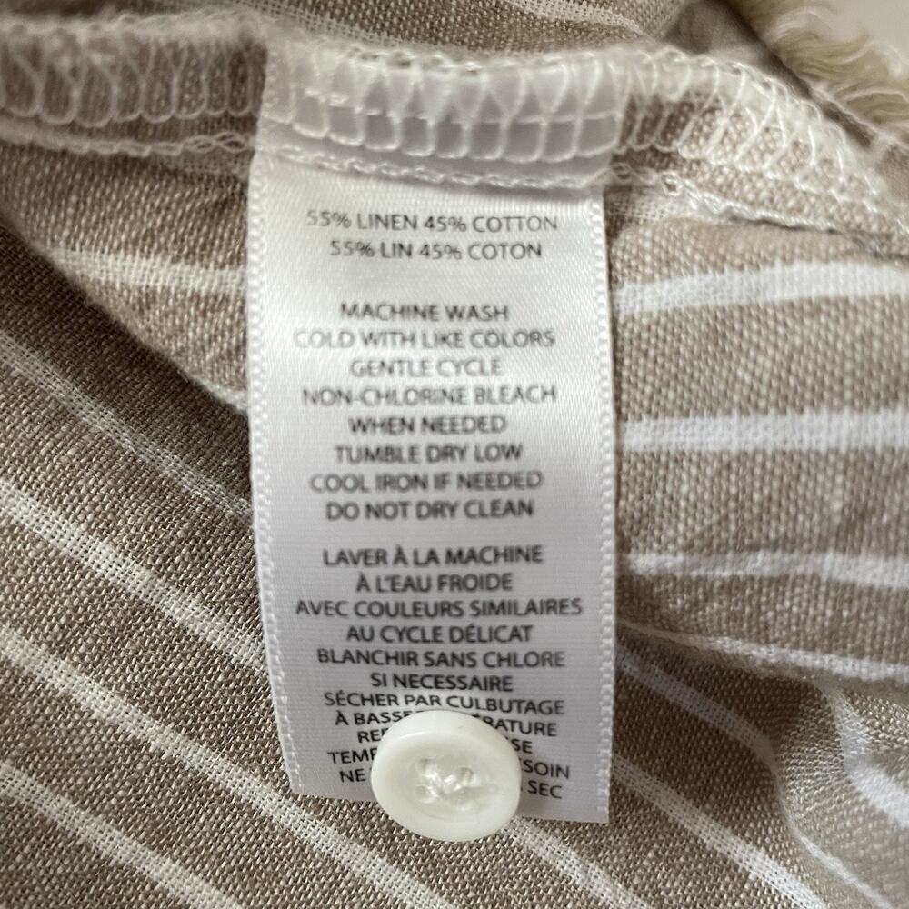 Beach Lunch Lounge Shirt Dress Medium Taupe Stripe Linen Blend Sleeveles… - Picture 6 of 7